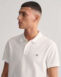 WHITE, SLIM SHIELD SS PIQUE POLO, CLOSE-UP BY GANT AU.