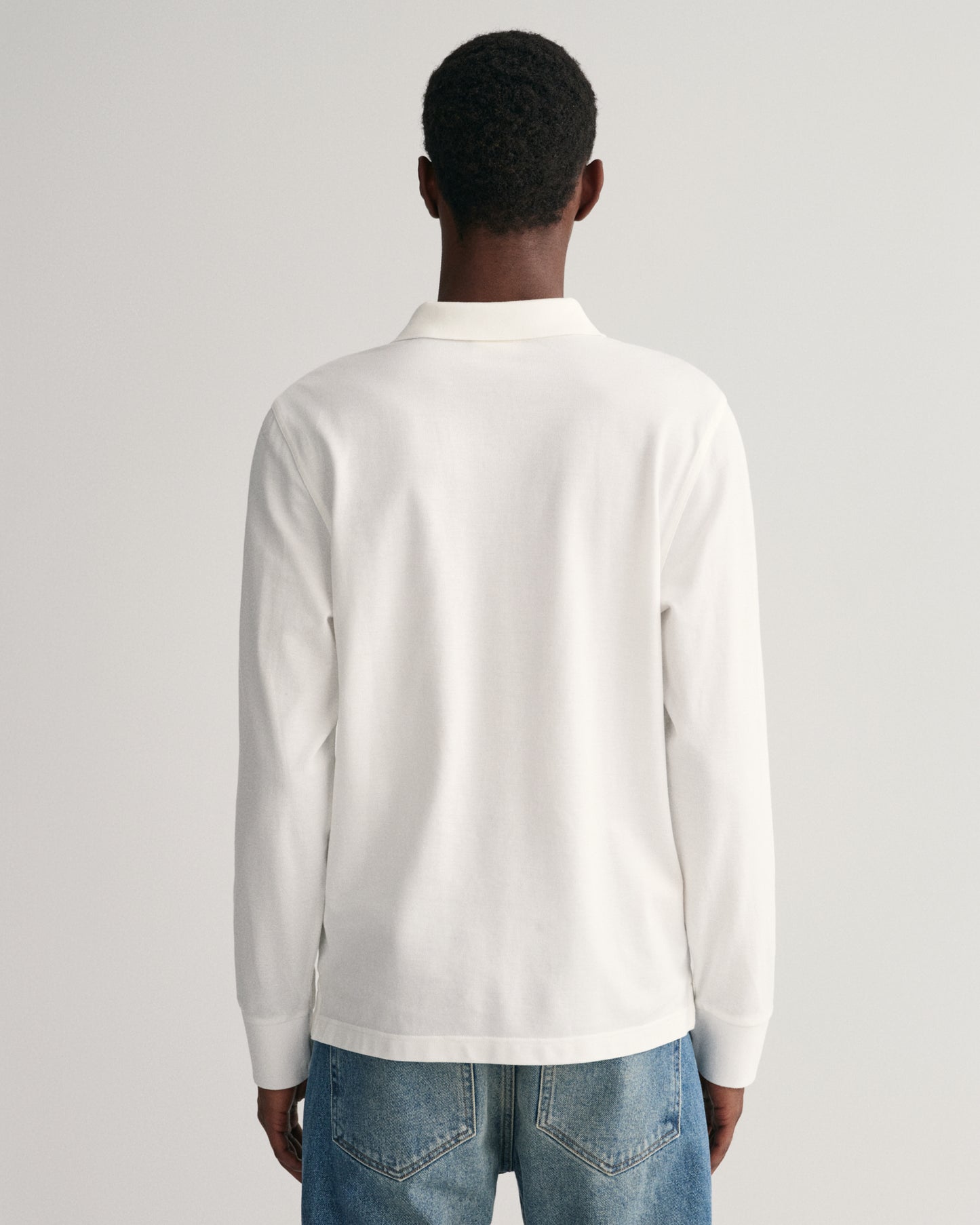 WHITE, REG SHIELD LS PIQUE POLO, BACK-VIEW BY GANT AU.