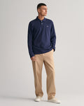 EVENING BLUE, REG SHIELD LS PIQUE POLO BY GANT AU.