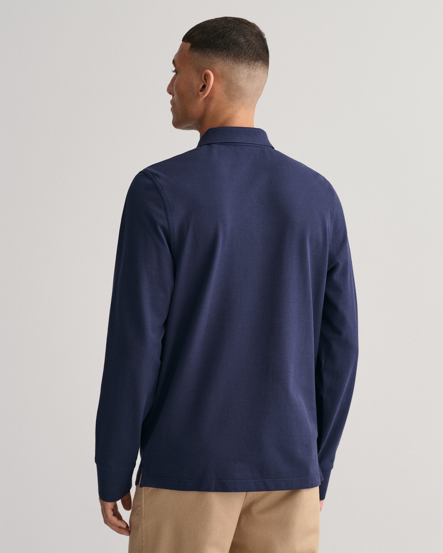 EVENING BLUE, REG SHIELD LS PIQUE POLO, BACK-VIEW BY GANT AU.