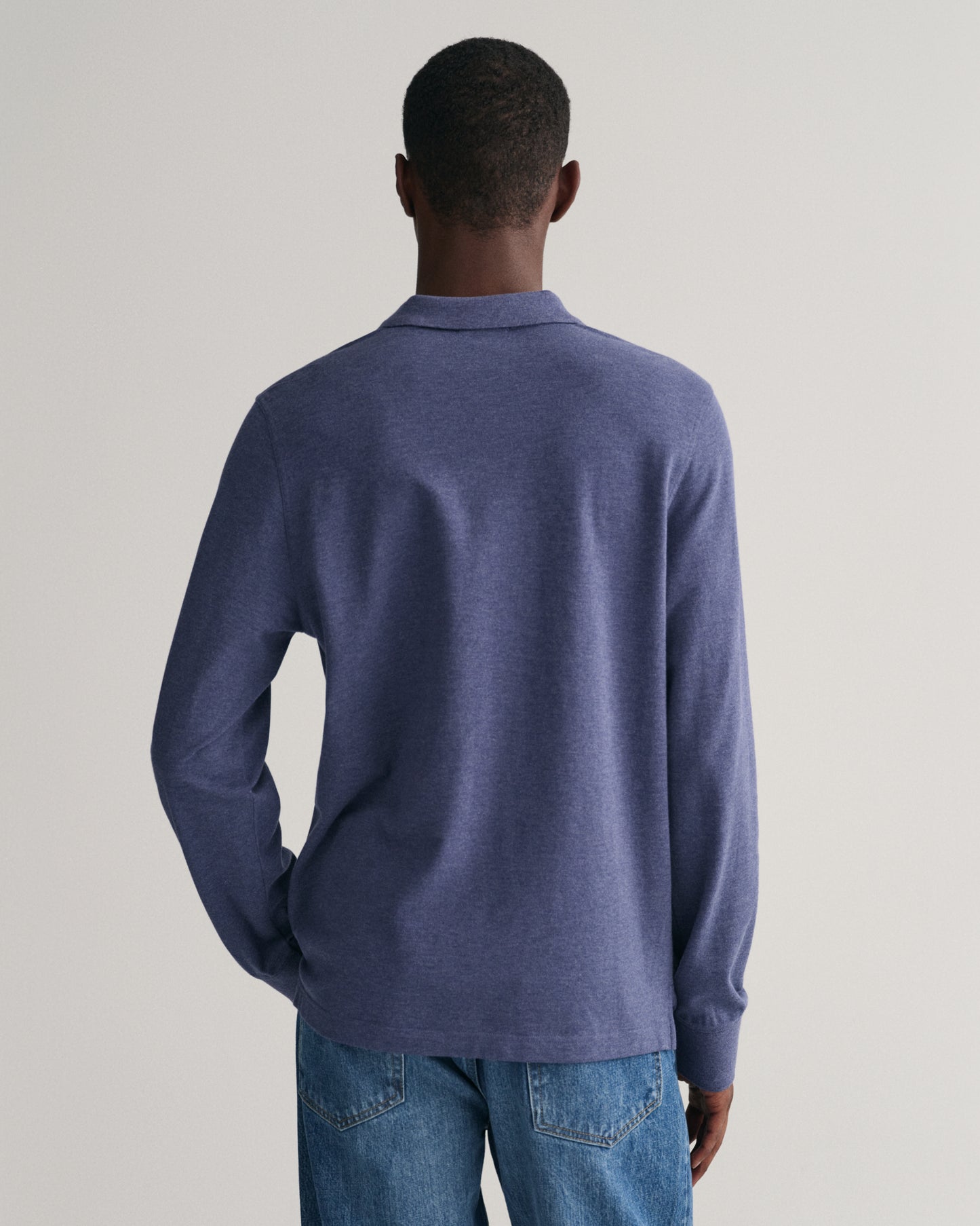 DK JEANSBLUE MELANGE, REG SHIELD LS PIQUE POLO, BACK-VIEW BY GANT AU.
