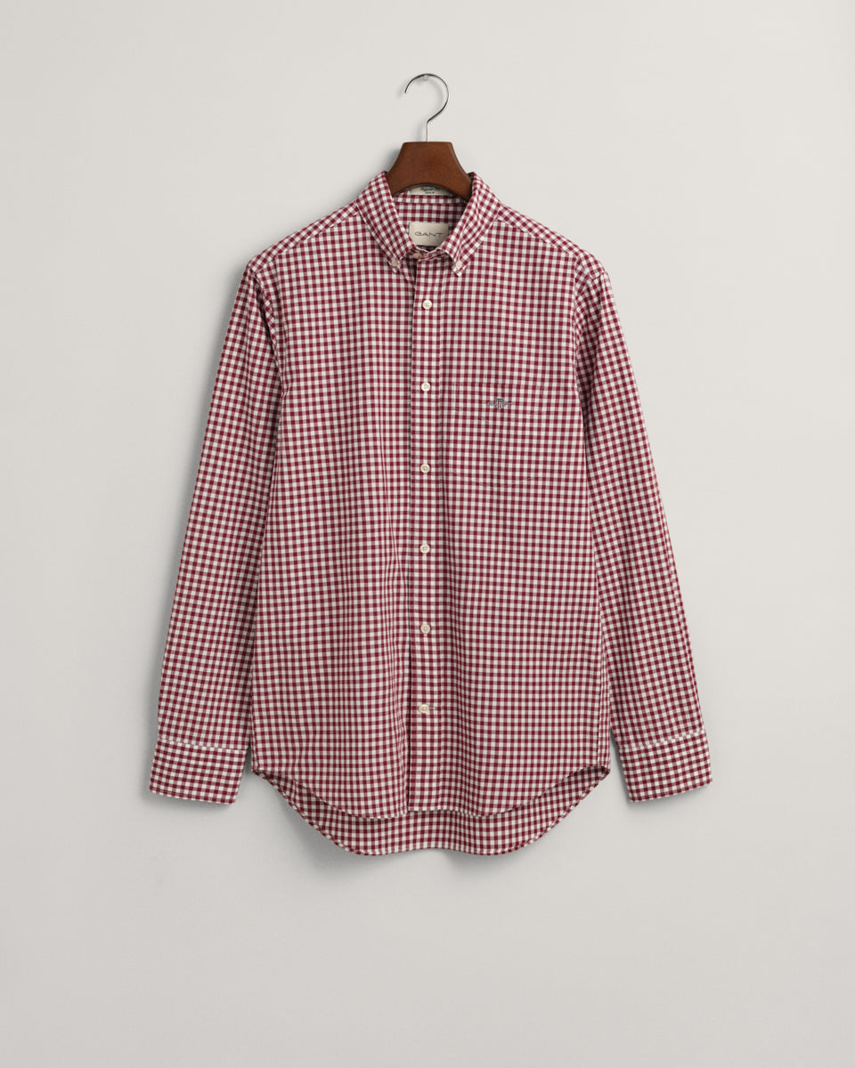 PLUMPED RED, REG POPLIN GINGHAM SHIRT, FLAT-LAY BY GANT AU.