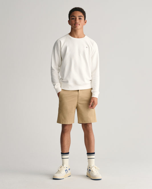 DARK KHAKI, CHINO SHORTS, FRONT-VIEW BY GANT AU.