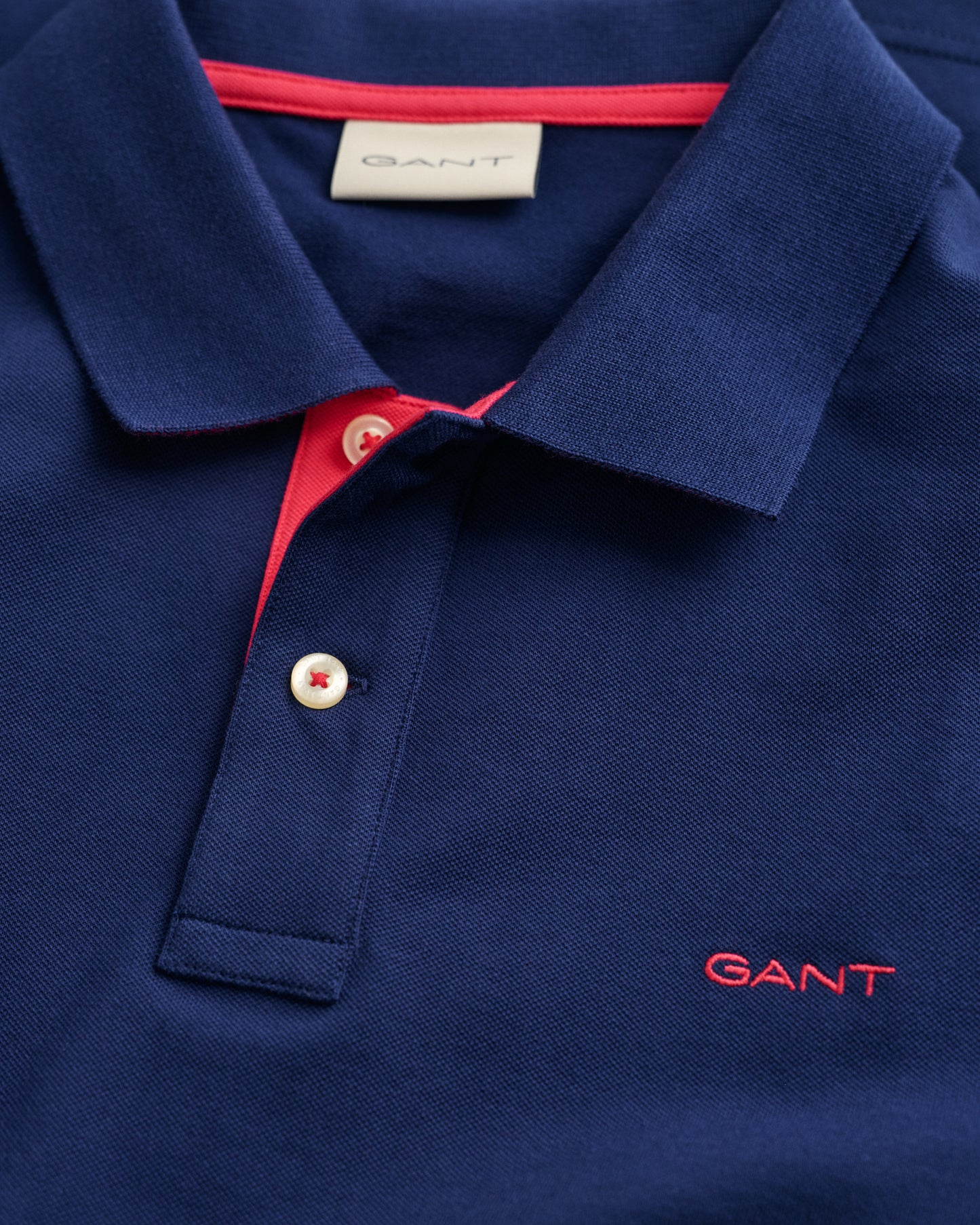 PERSIAN BLUE, REG CONTRAST PIQUE SS POLO, CLOSE-UP BY GANT AU.