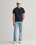 EVENING BLUE, TIPPING SS PIQUE POLO BY GANT AU.