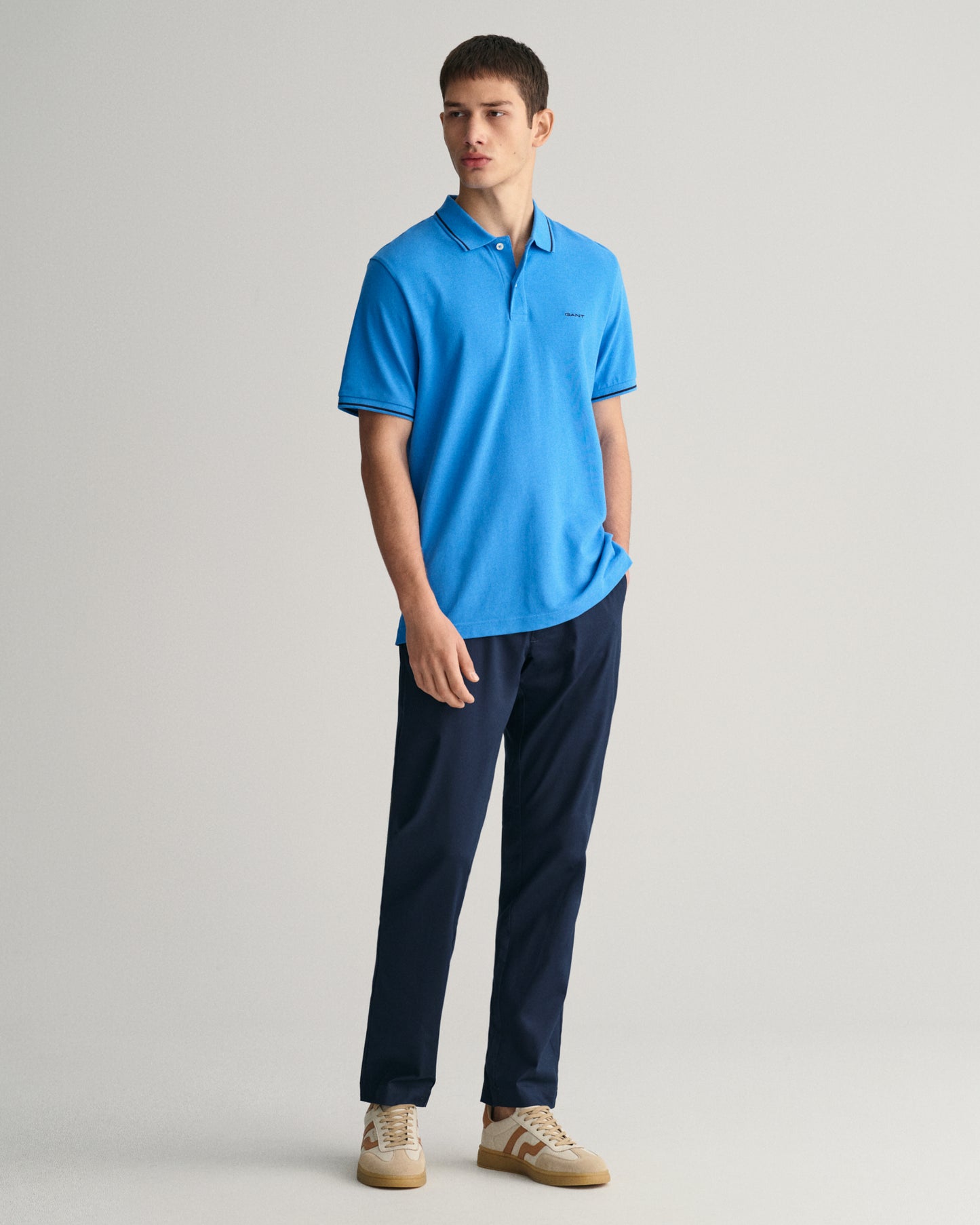 DAY BLUE, TIPPING SS PIQUE POLO BY GANT AU.
