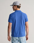 RICH BLUE, REG SHIELD SS PIQUE POLO, BACK-VIEW BY GANT AU.