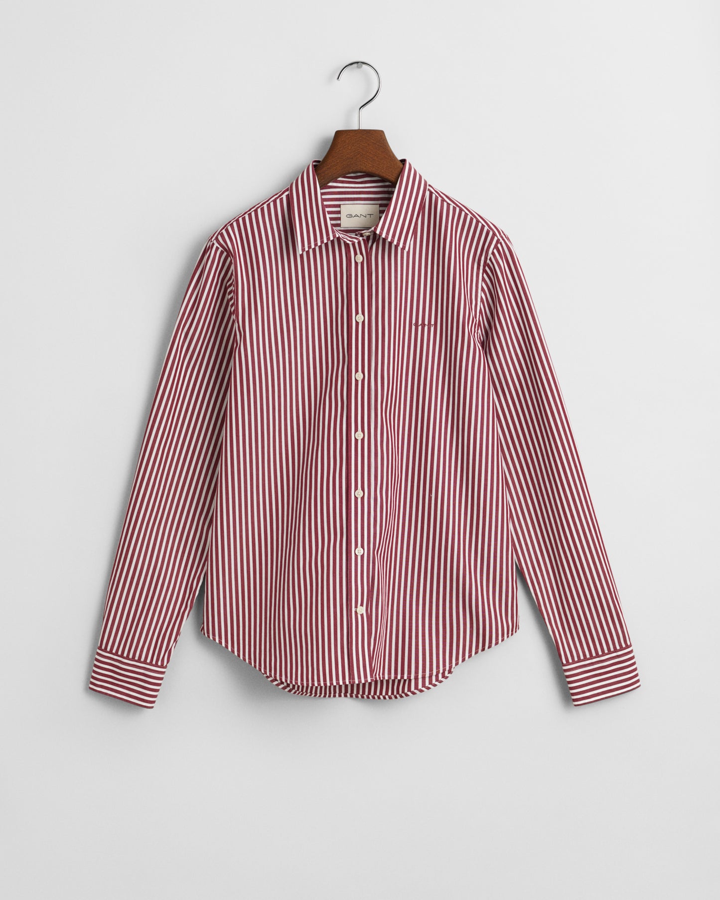 PLUMPED RED, REG CLASSIC POPLIN STRIPED SHIRT, FLAT-LAY BY GANT AU.