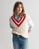CREAM, CONTRAST V-NECK VEST, FRONT-VIEW BY GANT AU.