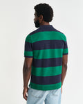 DEEP GREEN, BLOCK STRIPE POLO, BACK-VIEW BY GANT AU.