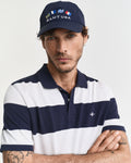 EVENING BLUE, BLOCK STRIPE POLO, CLOSE-UP BY GANT AU.