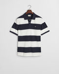 EVENING BLUE, BLOCK STRIPE POLO, FLAT-LAY BY GANT AU.