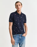 EVENING BLUE, EMBROIDERED GRAPHIC POLO, FRONT-VIEW BY GANT AU.