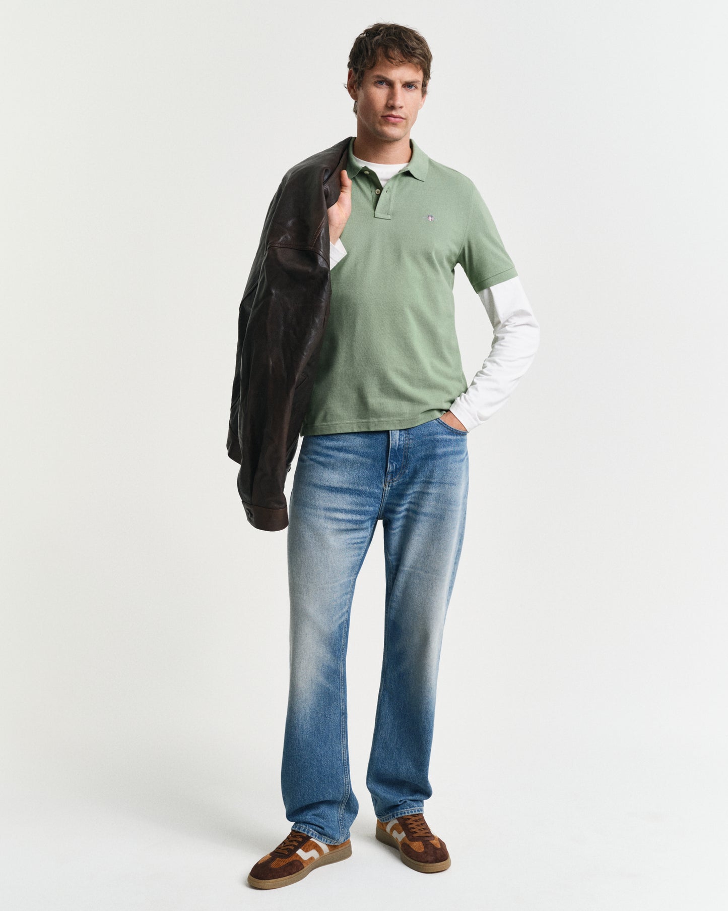 KALAMATA GREEN, REG SHIELD SS PIQUE POLO BY GANT AU.