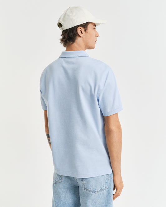 FRESH BLUE, REG SHIELD SS PIQUE POLO, BACK-VIEW BY GANT AU.