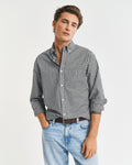 BLACK, REG CLASSIC POPLIN GINGHAM SHIRT, FRONT-VIEW BY GANT AU.