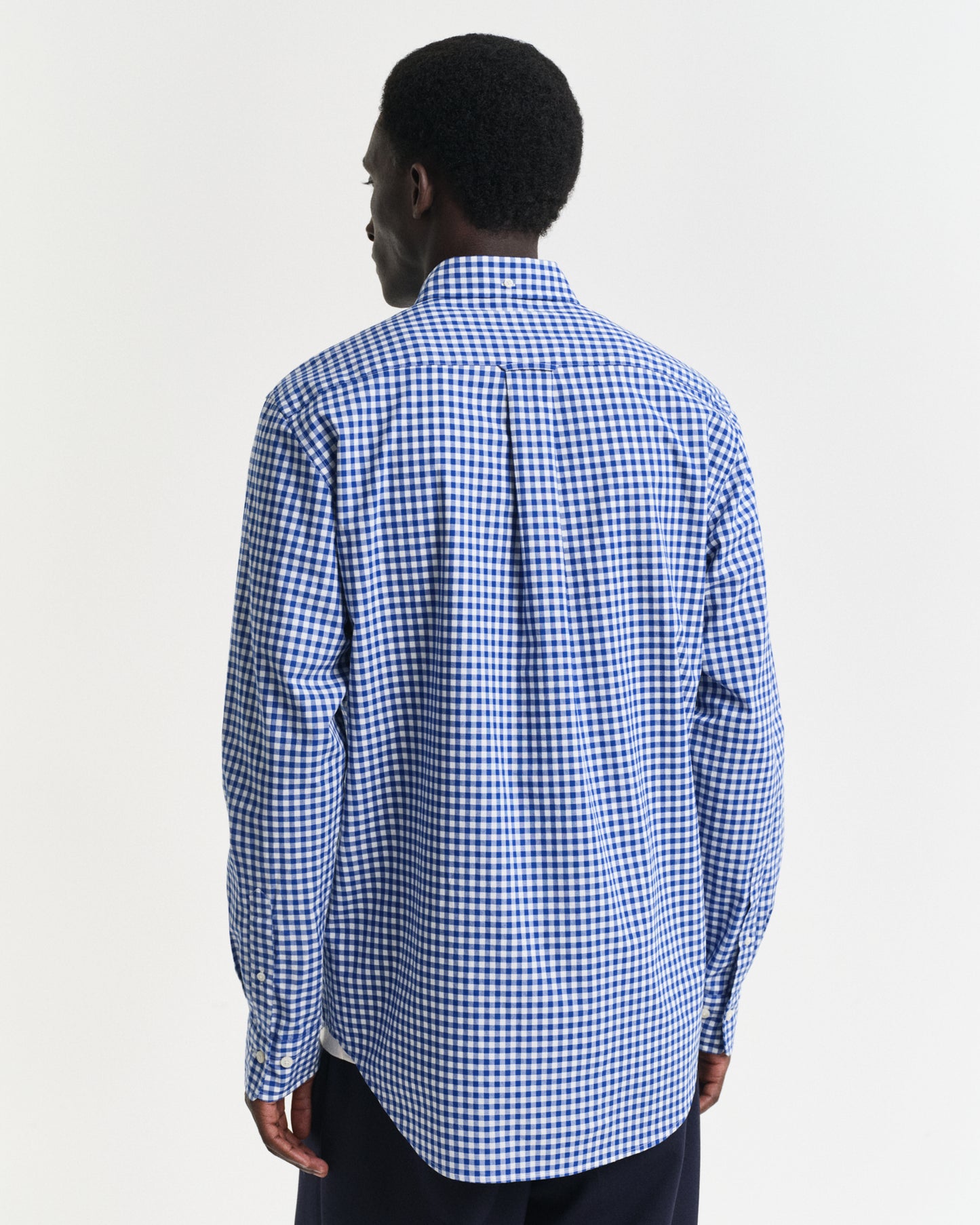 COLLEGE BLUE, REG CLASSIC POPLIN GINGHAM SHIRT, BACK-VIEW BY GANT AU.