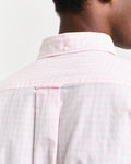 MODEL WEARING REG CLASSIC POPLIN GINGHAM SHIRT