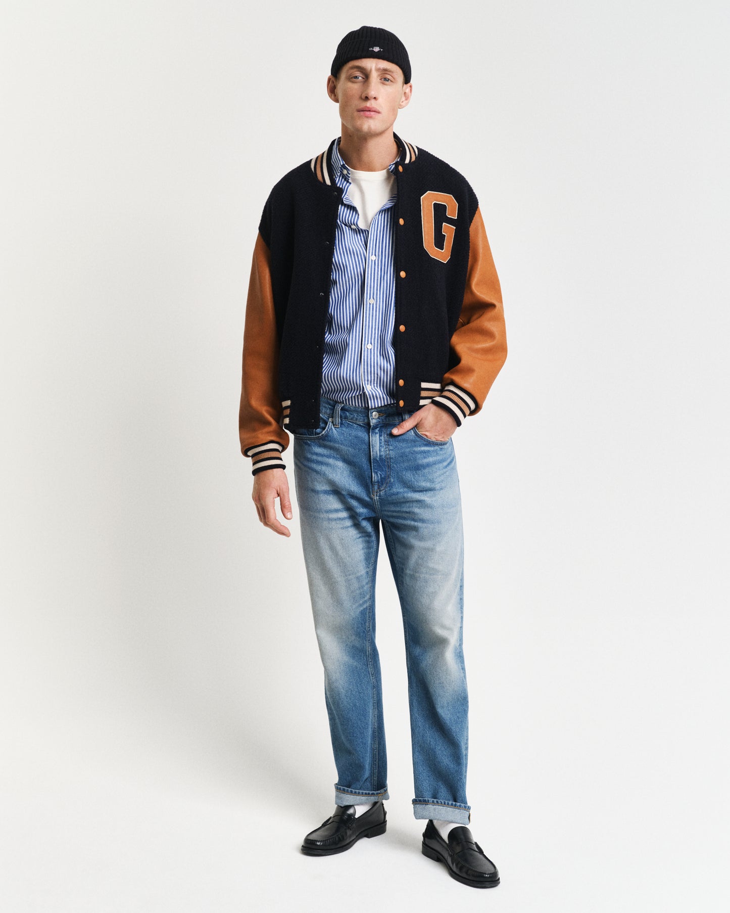 COLLEGE BLUE, REG CLASSIC POPLIN STRIPE SHIRT BY GANT AU.