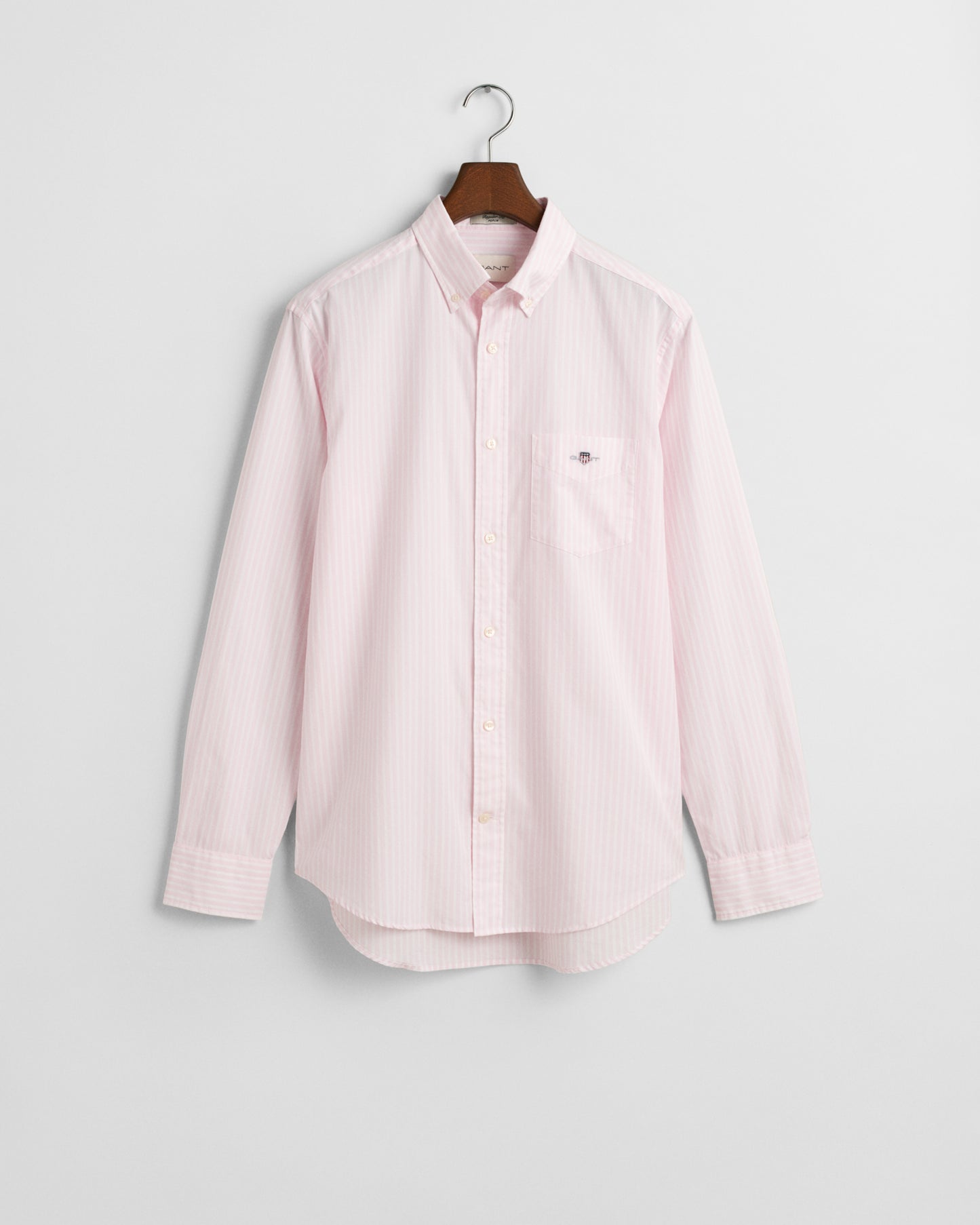 LIGHT PINK, REG CLASSIC POPLIN STRIPE SHIRT, FLAT-LAY BY GANT AU.