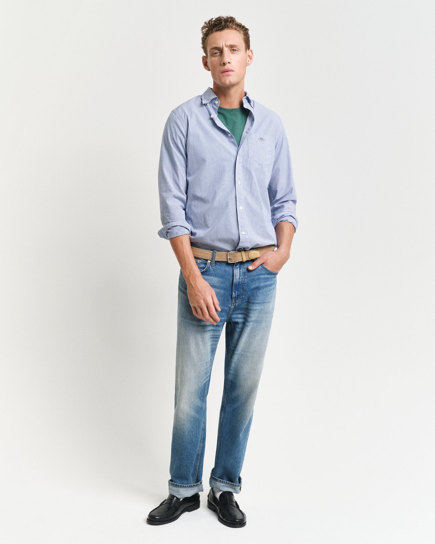 COLLEGE BLUE, REG CLASSIC POPLIN BANKER SHIRT BY GANT AU.