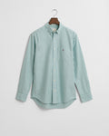 DEEP GREEN, REG CLASSIC OXFORD STRIPE SHIRT, FLAT-LAY BY GANT AU.