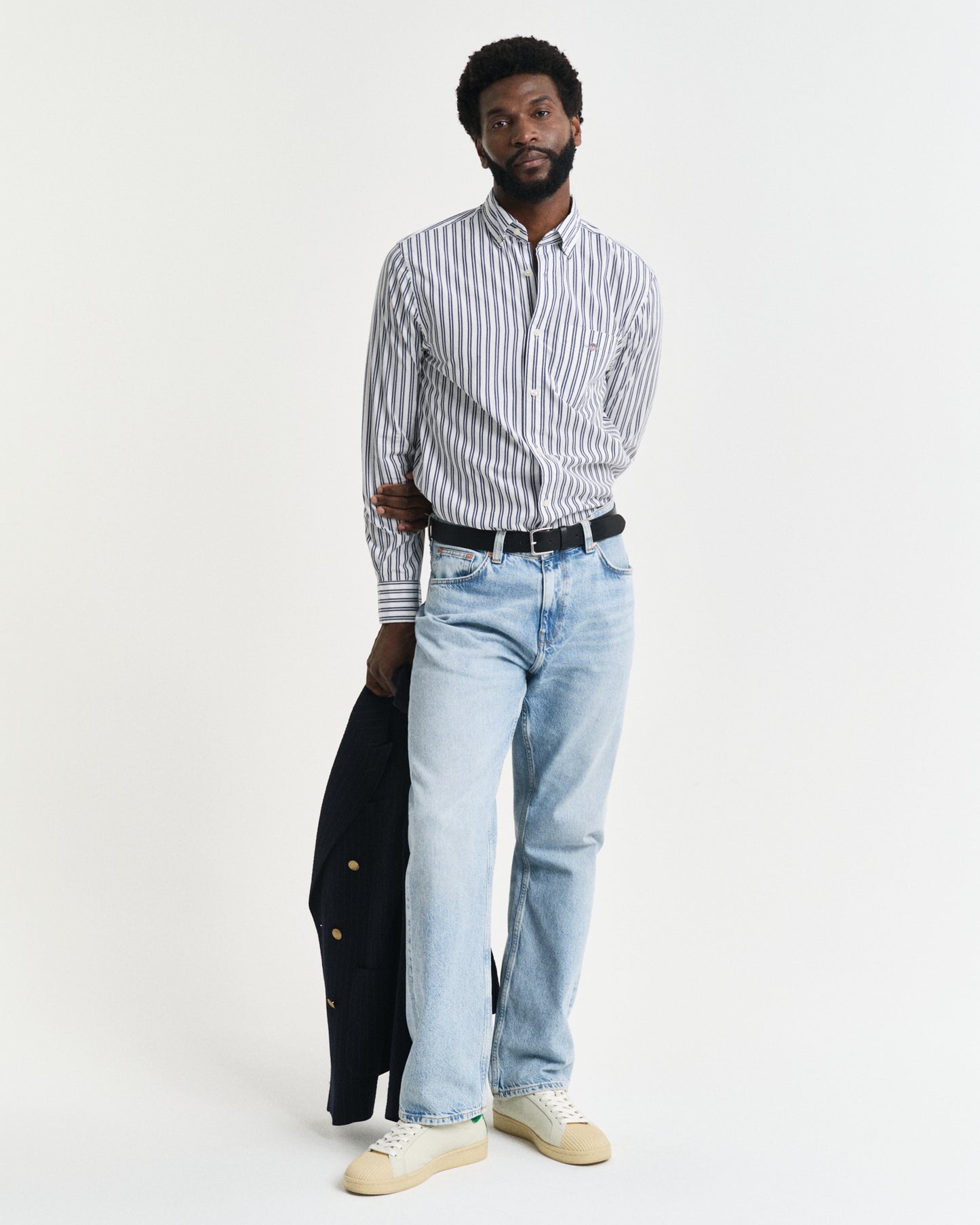 WHITE, REG CLASSIC POPLIN STRIPE SHIRT BY GANT AU.