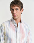 MODEL WEARING REG ARCHIVE OXF MULTI STRIPE SHIRT