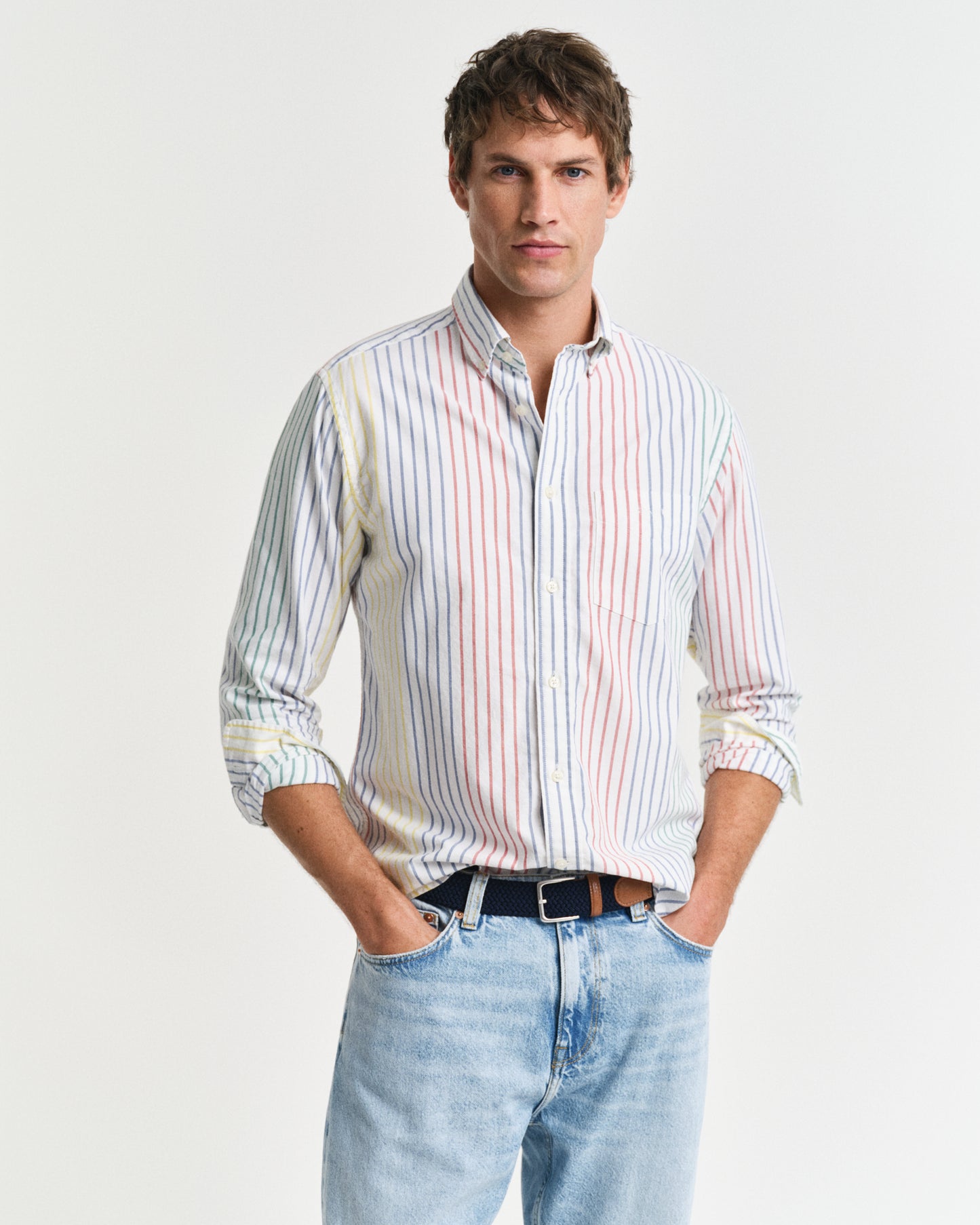 MULTICOLOR, REG ARCHIVE OXF MULTI STRIPE SHIRT, FRONT-VIEW BY GANT AU.