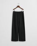 BLACK, LINEN BLEND PULL ON PANTS, FRONT-VIEW BY GANT AU.
