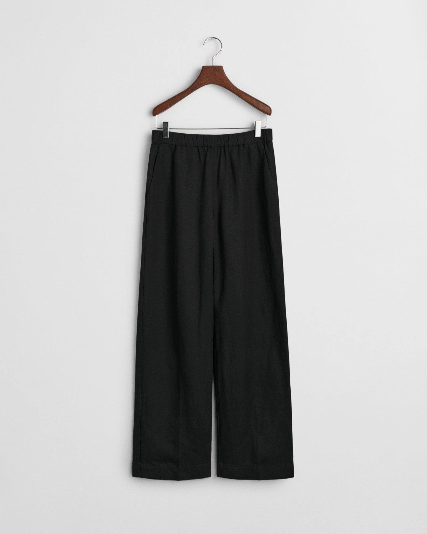 BLACK, LINEN BLEND PULL ON PANTS, FRONT-VIEW BY GANT AU.