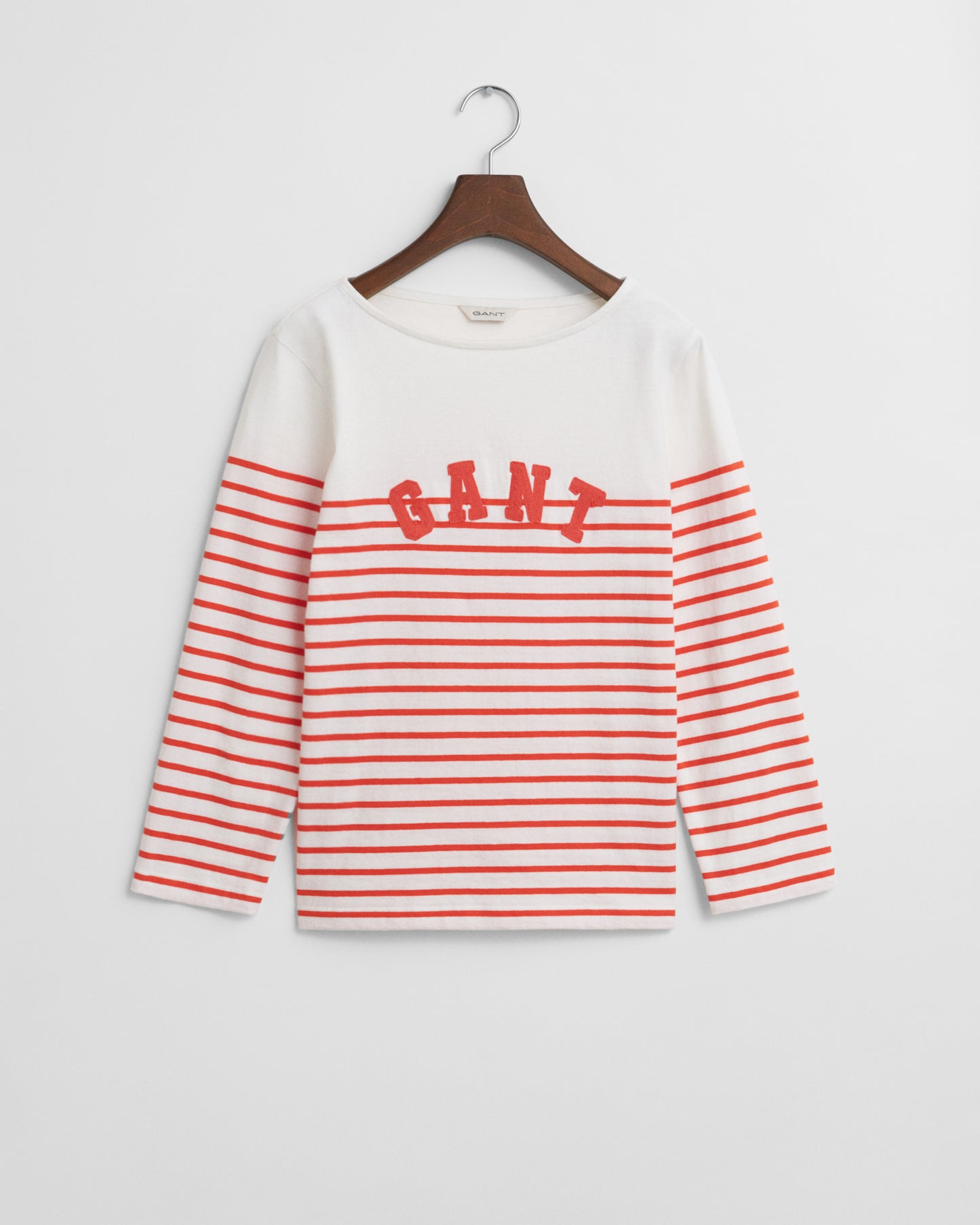 ORANGE RED, REG BRETON BOAT NECK T-SHIRT, FLAT-LAY BY GANT AU.