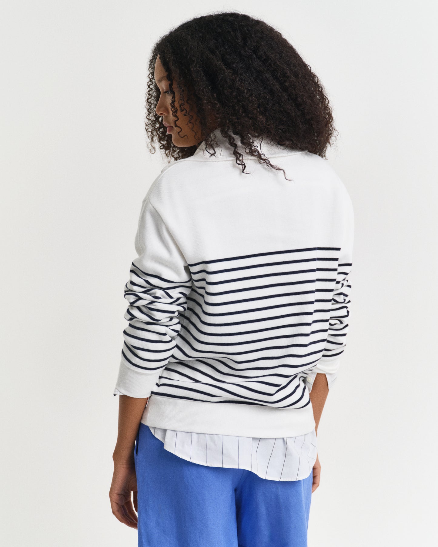 EGGSHELL, BRETON RIB HALF ZIP SWEAT, BACK-VIEW BY GANT AU.