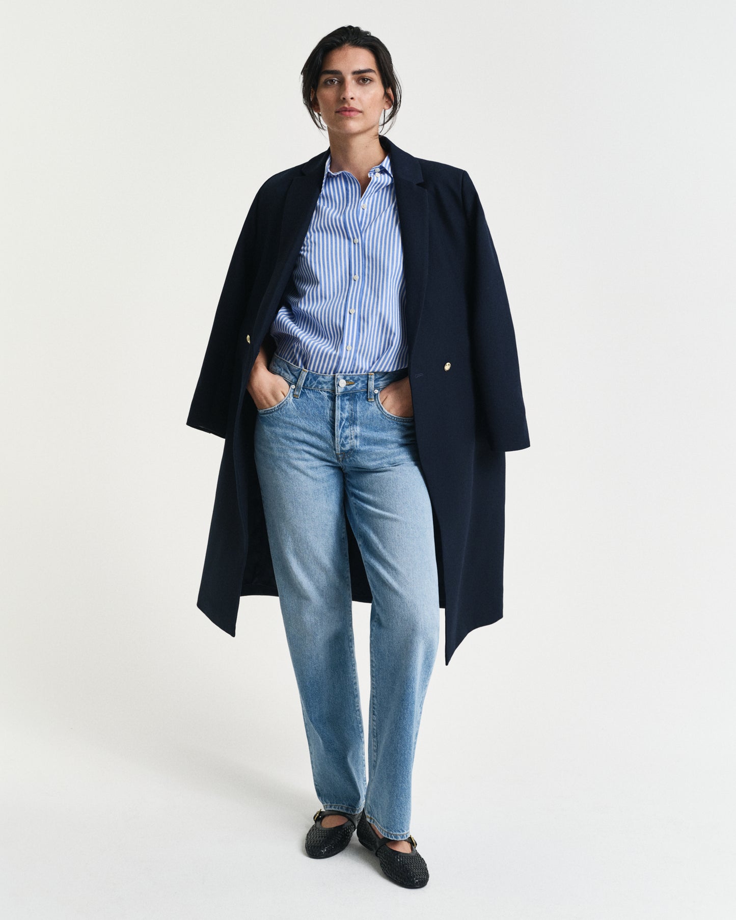 PERFECT BLUE, REG CLASSIC POPLIN STRIPED SHIRT BY GANT AU.