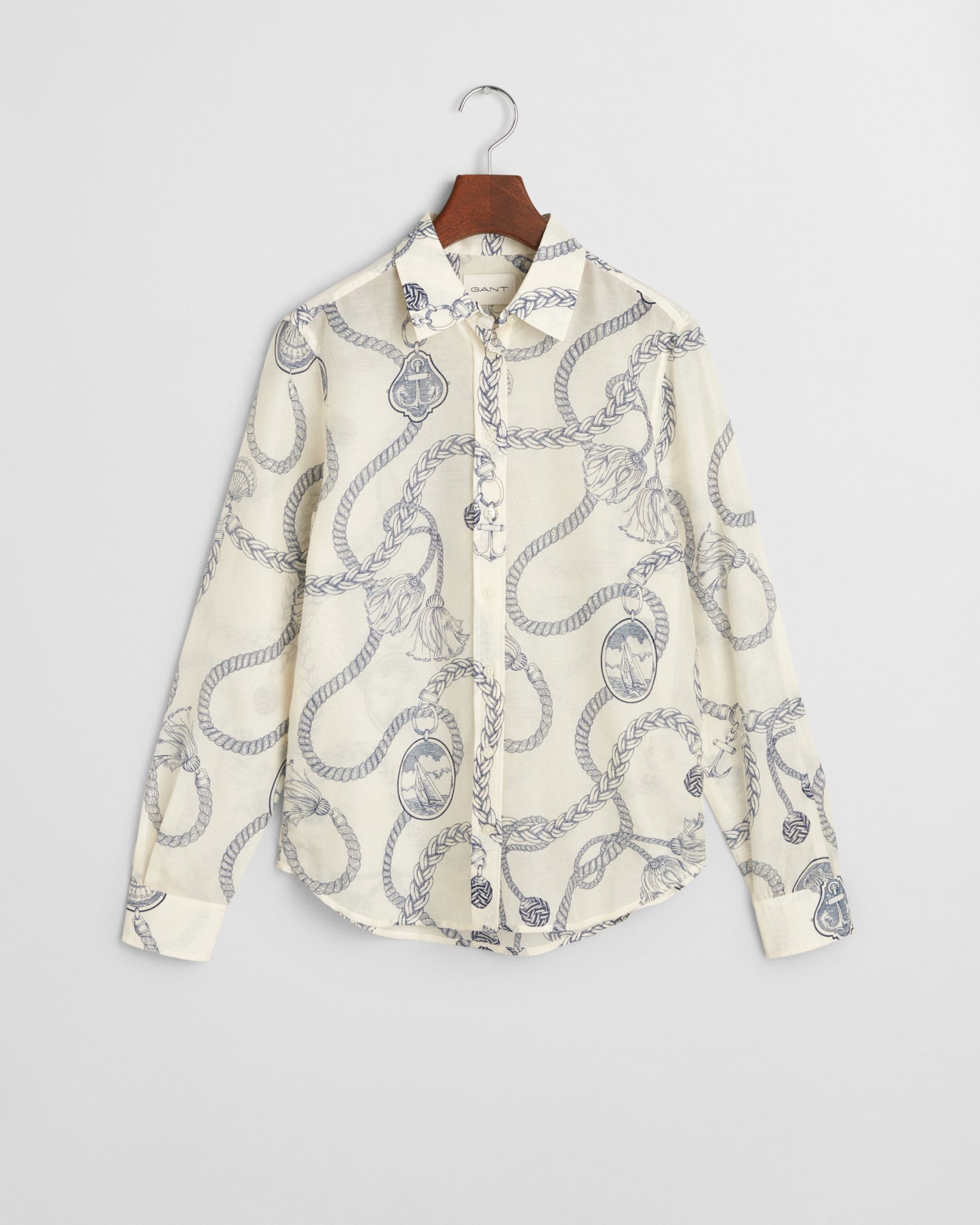 CREAM, REG SAILING PRINT COT SILK SHIRT, FLAT-LAY BY GANT AU.