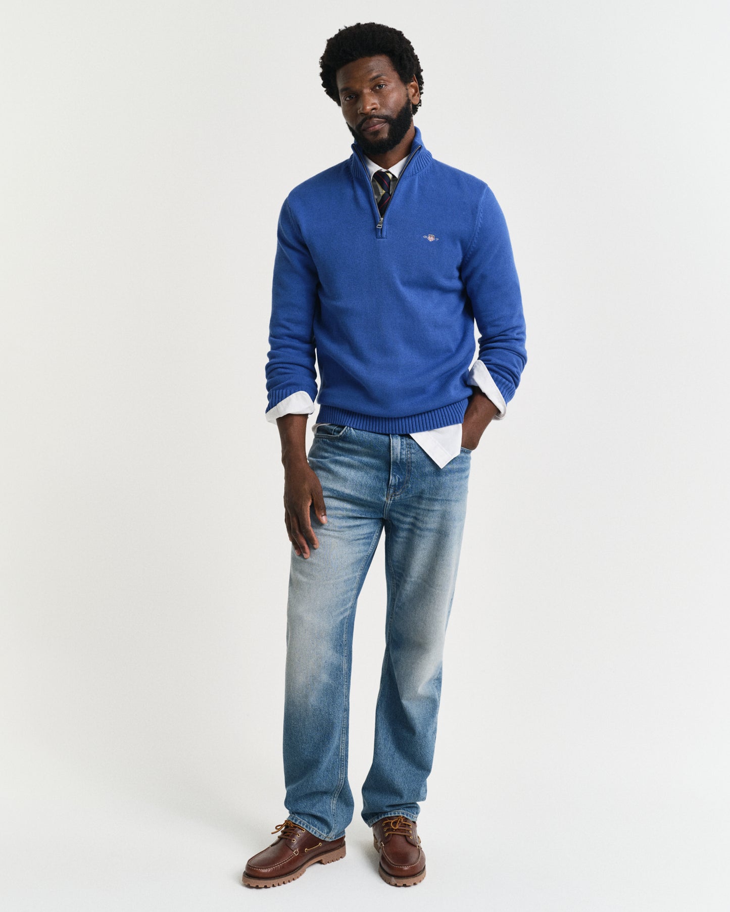 RICH BLUE, CASUAL COTTON HALF ZIP BY GANT AU.