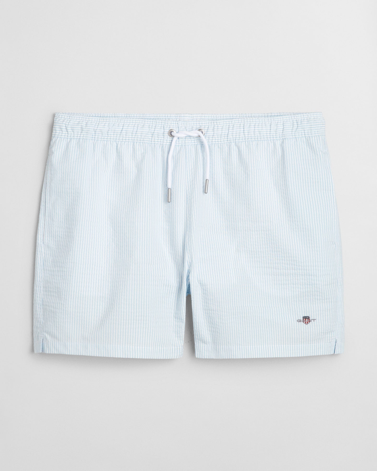 FRESH BLUE, SEERSUCKER SWIM SHORTS, FRONT-VIEW BY GANT AU.