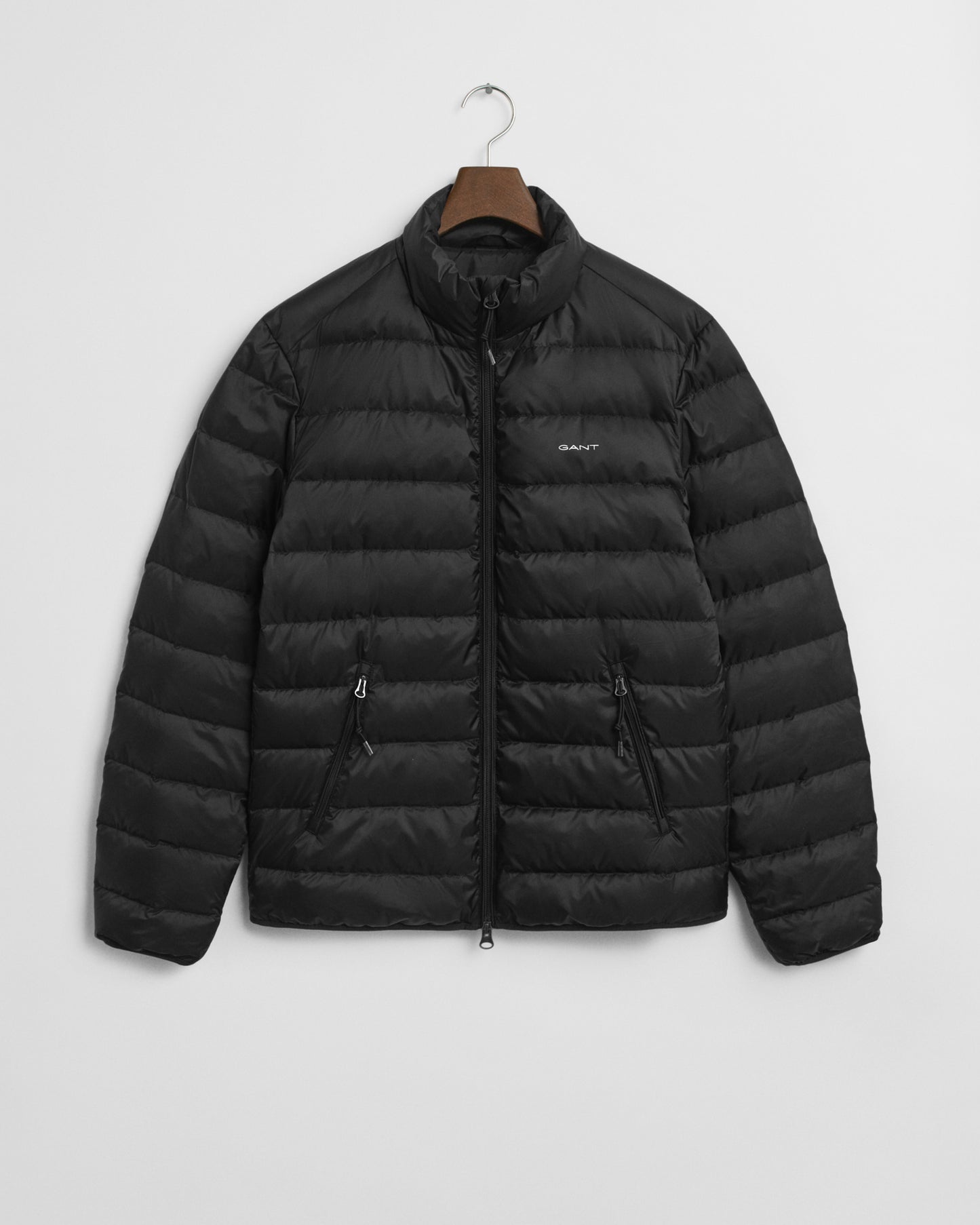 BLACK, LIGHT DOWN JACKET, FLAT-LAY BY GANT AU.