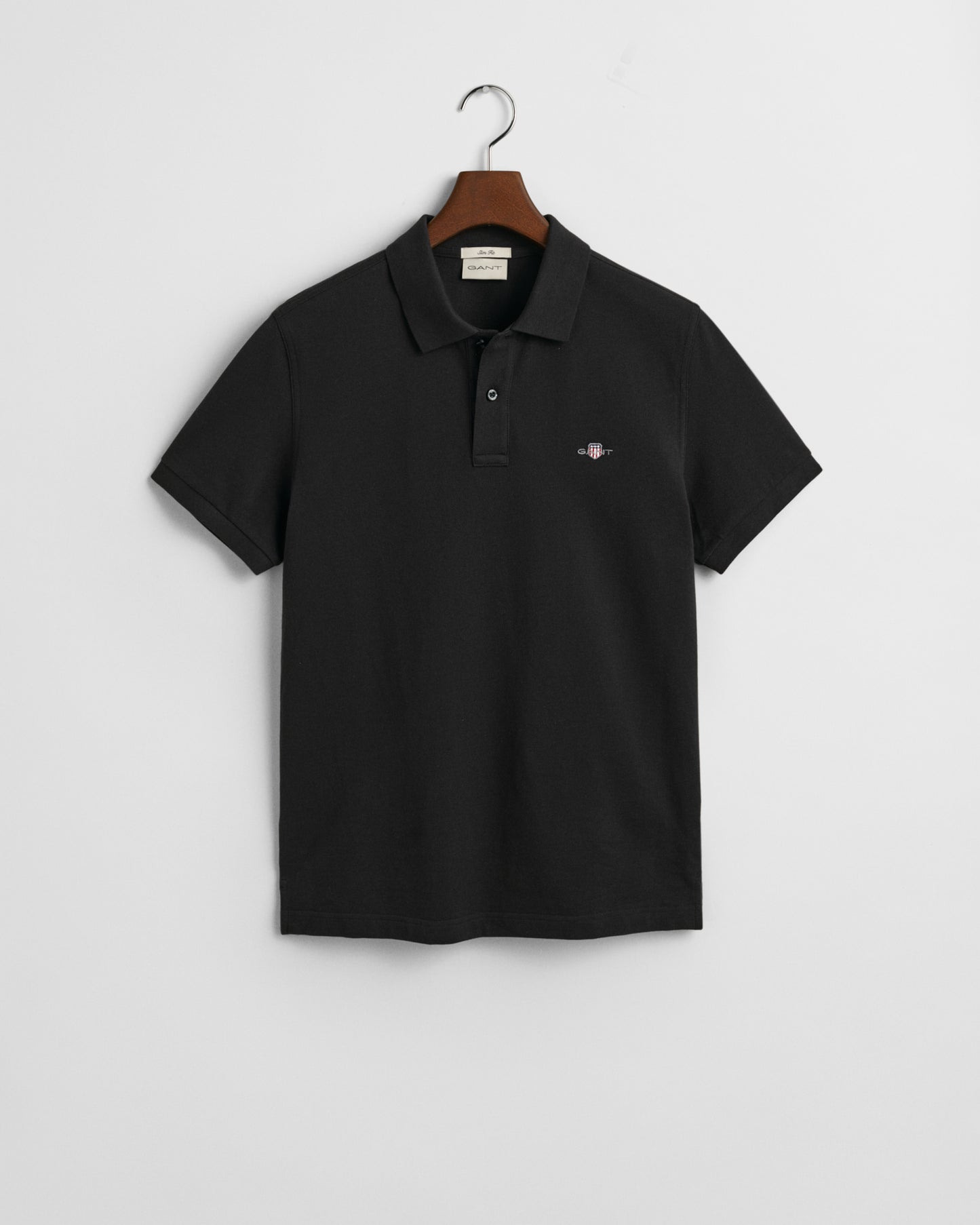 BLACK, SLIM SHIELD SS PIQUE POLO BY GANT AU.