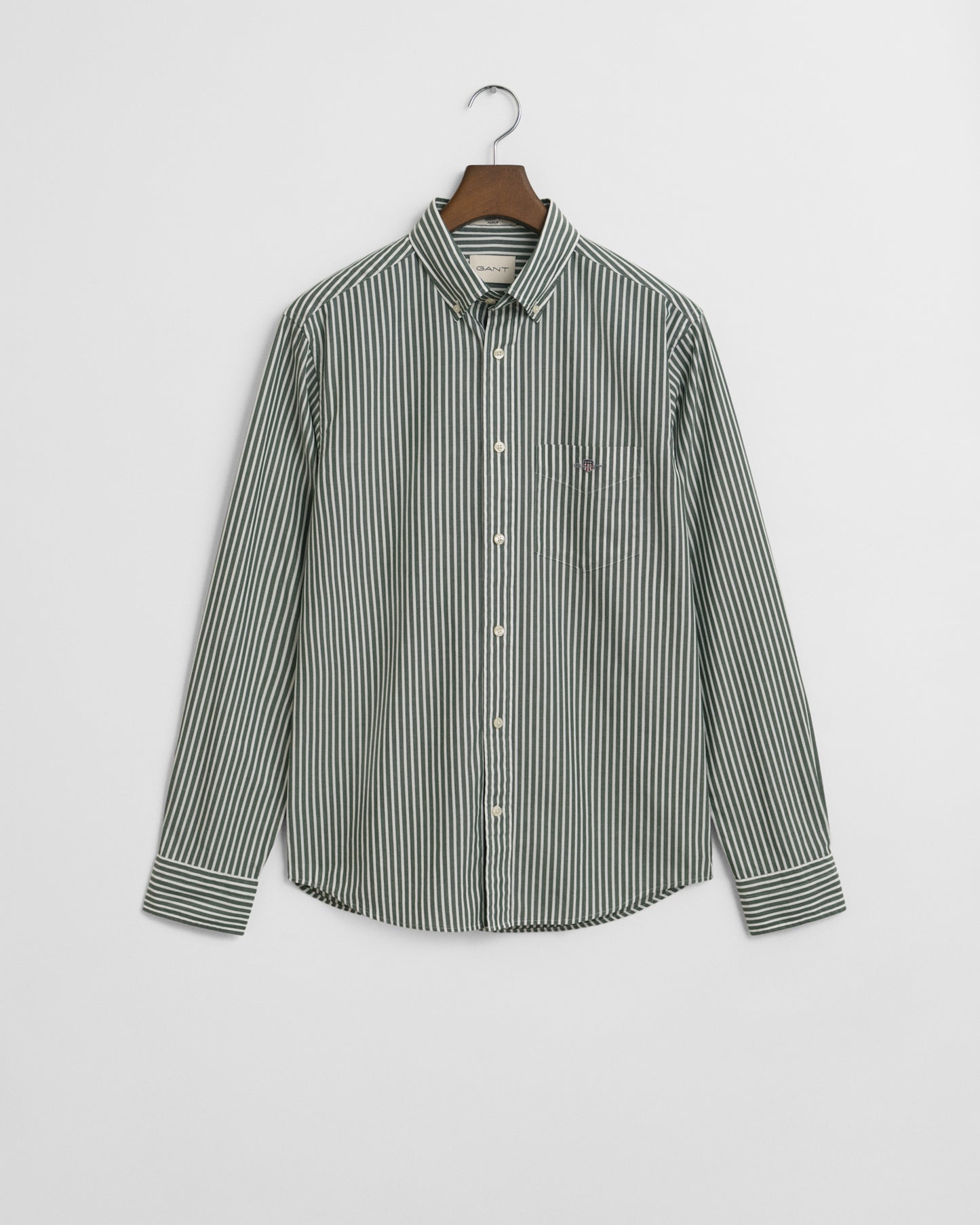 FOREST GREEN, REG CLASSIC POPLIN STRIPE SHIRT BY GANT AU.