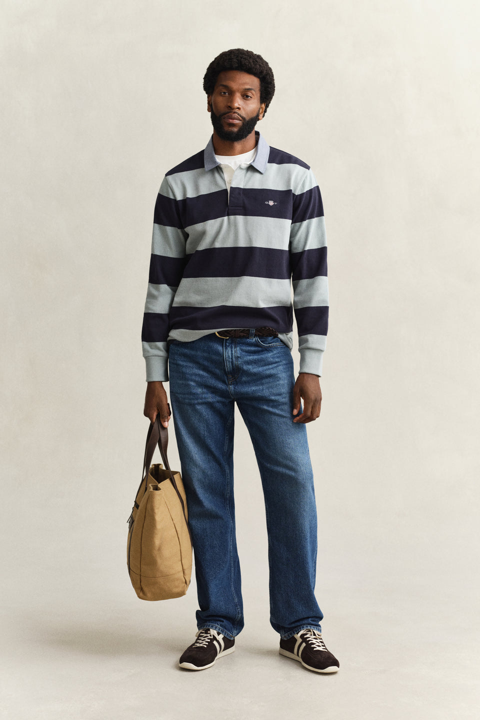 Chambray Collar Striped Heavy Rugger