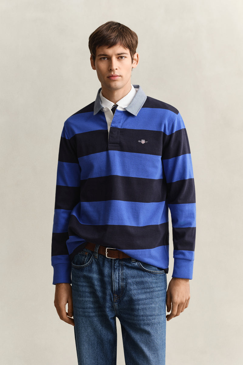 Chambray Collar Striped Heavy Rugger