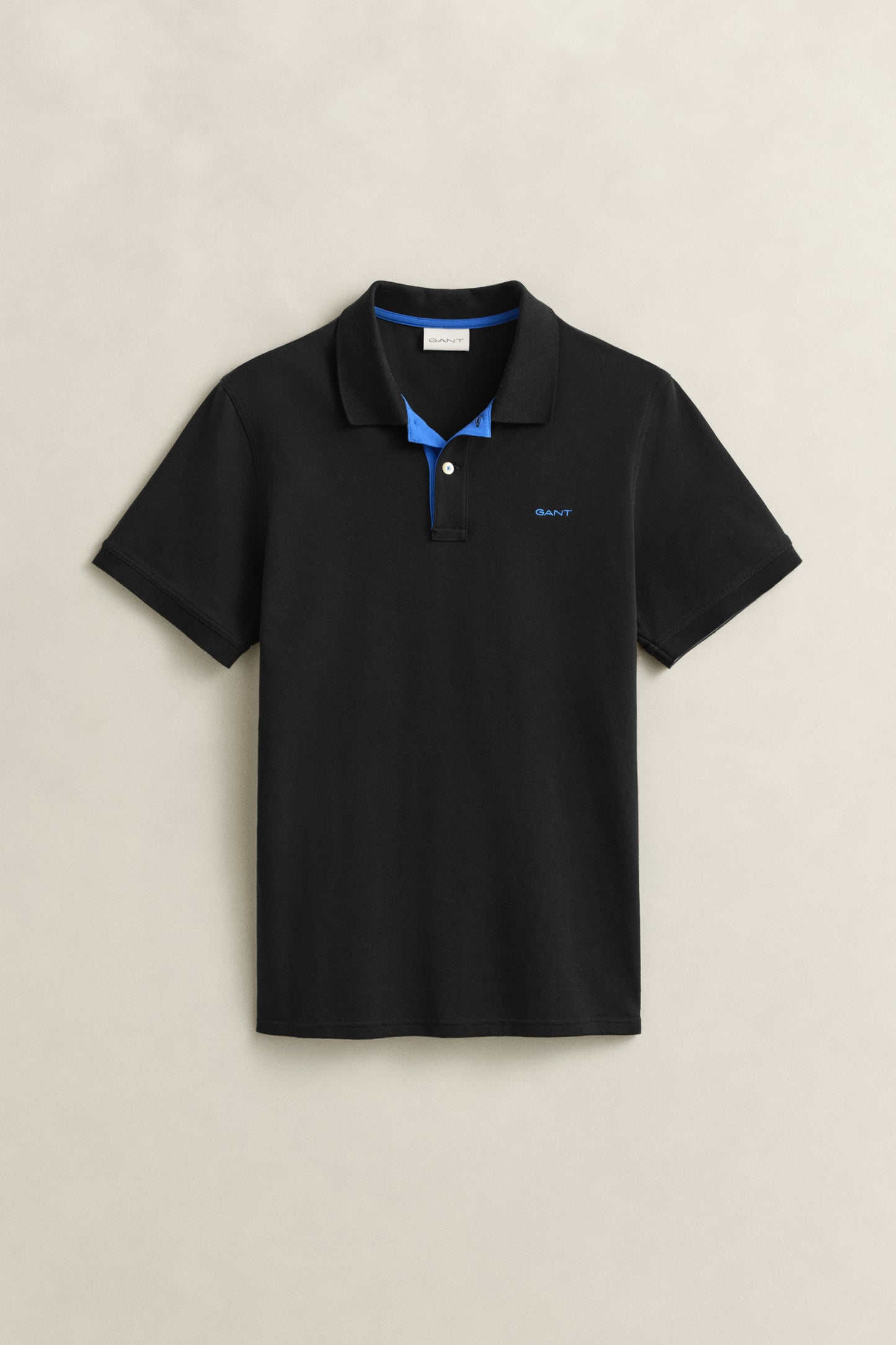 BLACK, Contrast Polo Shirt, FRONT-VIEW BY GANT AU.
