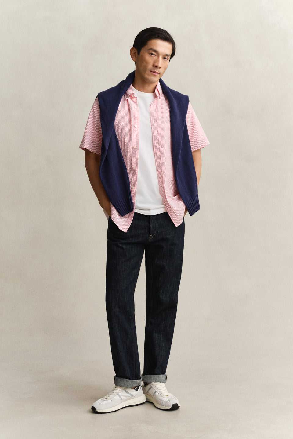 Striped Seersucker Short Sleeve Shirt