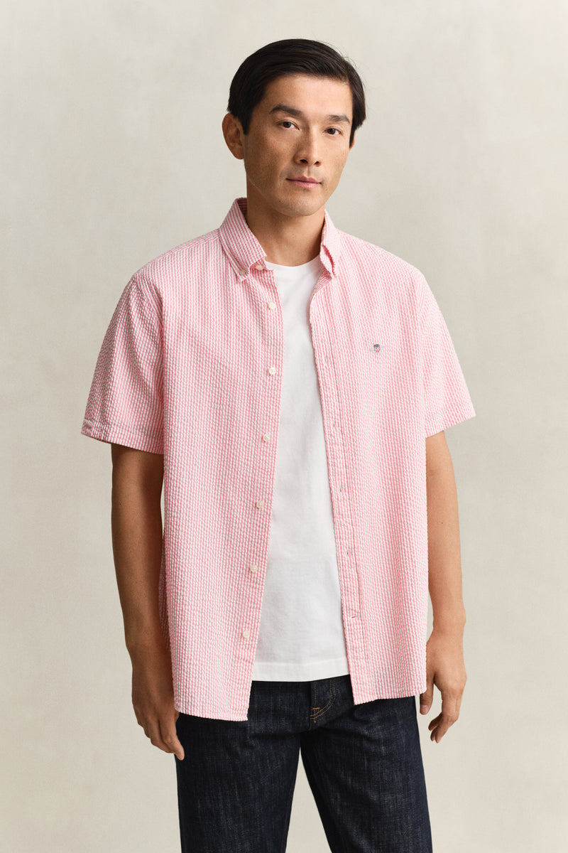 Striped Seersucker Short Sleeve Shirt
