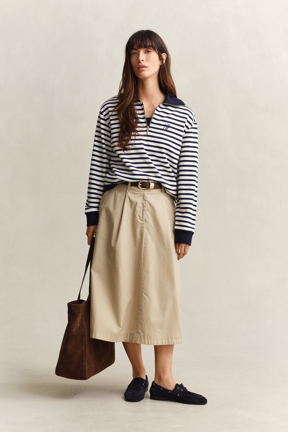 Striped Half-Zip Sweatshirt