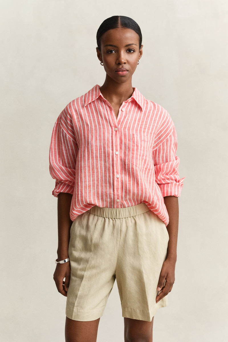 Relaxed Fit Striped Linen Shirt