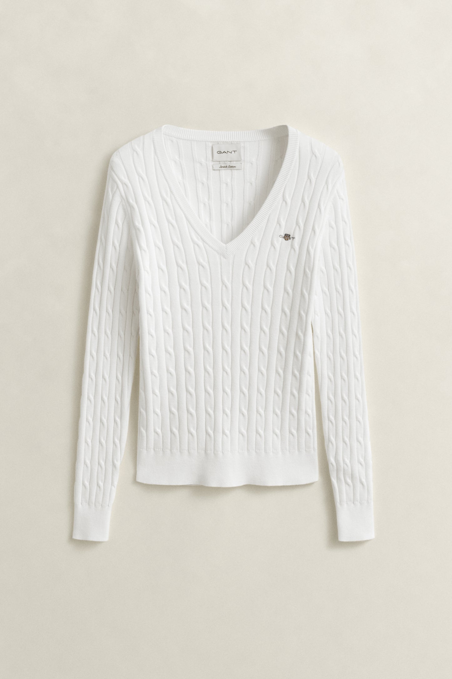 EGGSHELL, Classic Cable Knit Sweater, FRONT-VIEW BY GANT AU.