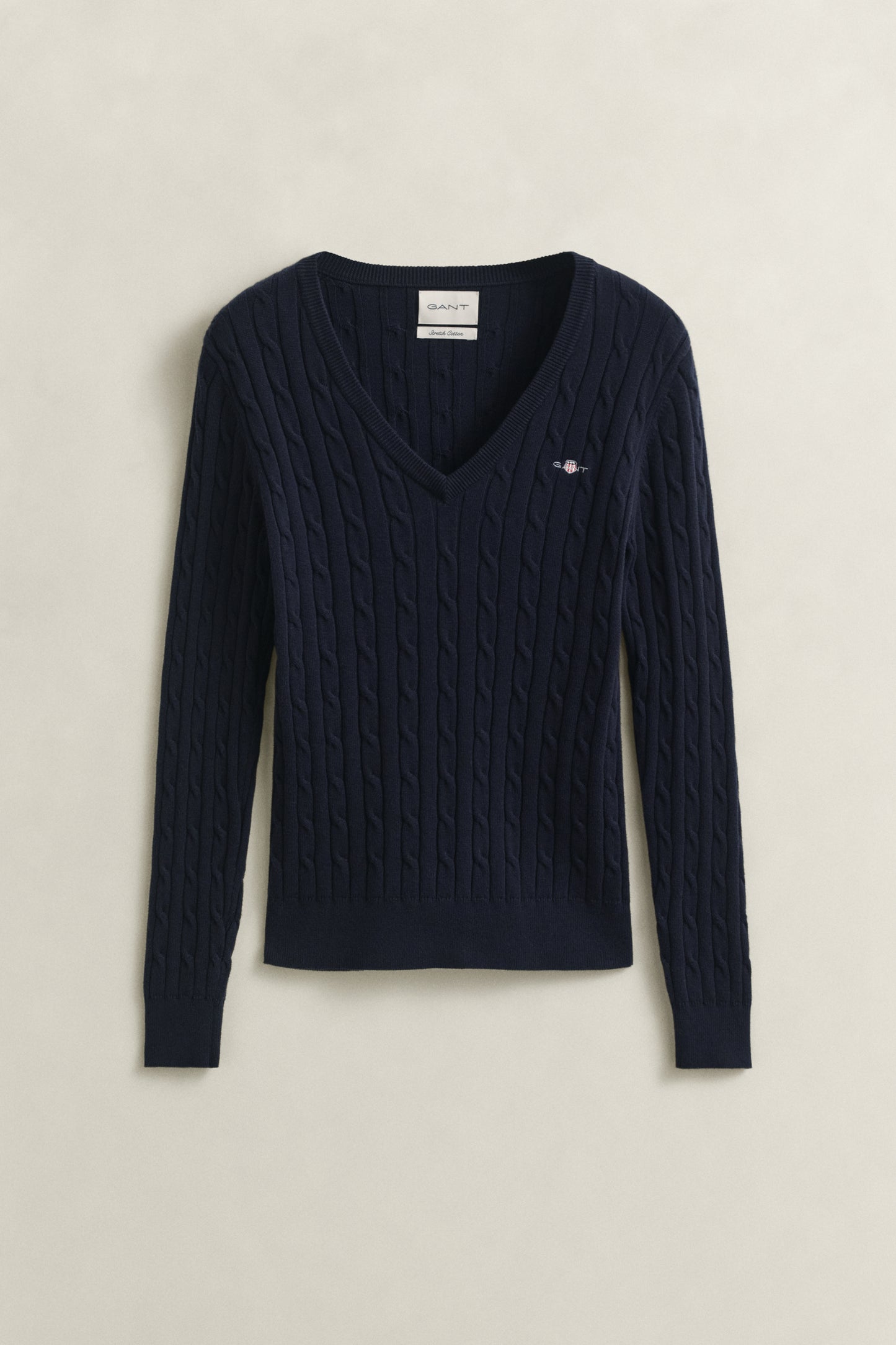 EVENING BLUE, Classic Cable Knit Sweater, FRONT-VIEW BY GANT AU.