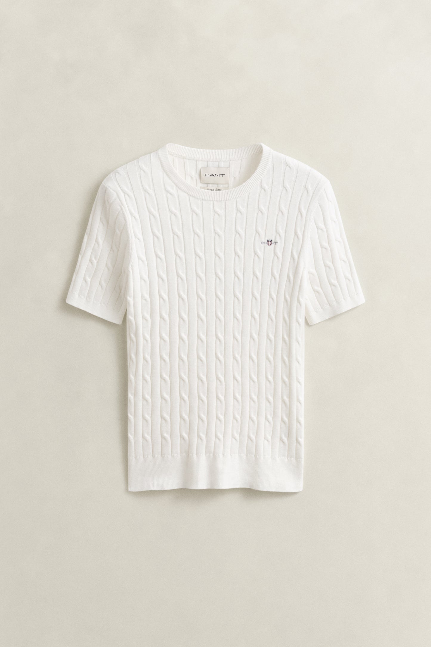 EGGSHELL, Stretch Cable Knit Sweater, FLAT-LAY BY GANT AU.